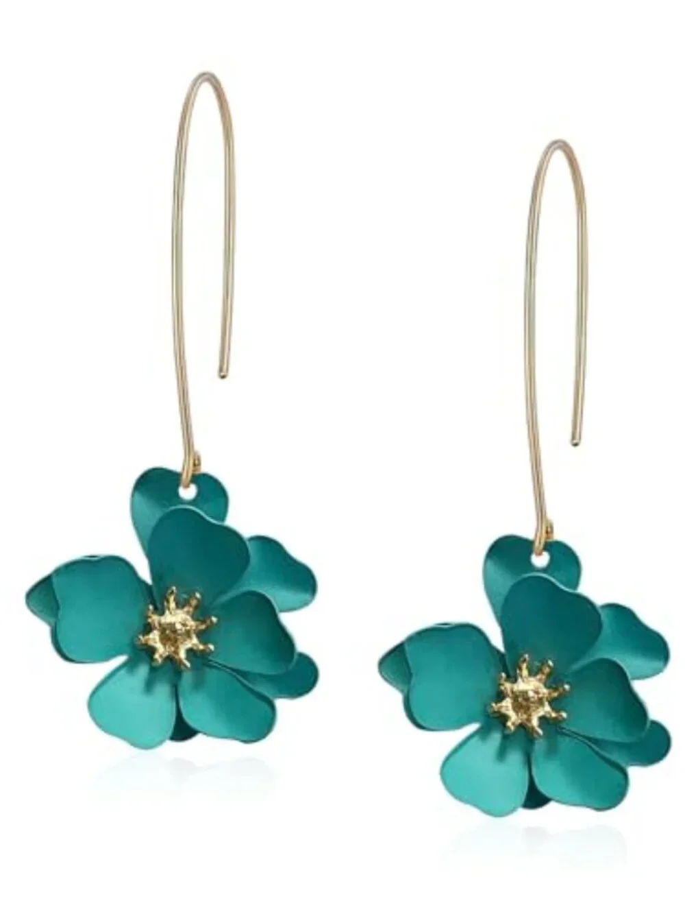 New - Handmade Bohemian Metal Flower Dangle Drop Earrings Unique Tiered Petal